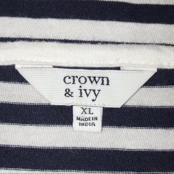 Crown & Ivy top, B&W stripes with blue lace arms - Picture 10 of 11